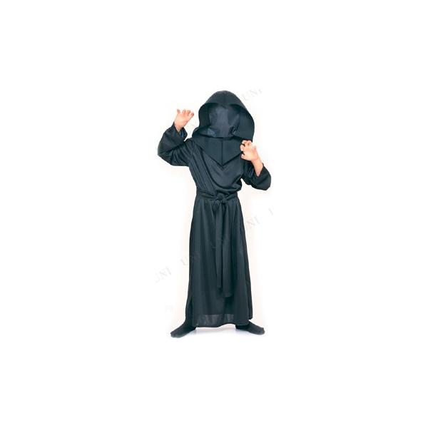 コスプレ 仮装 ブラックメッシュ フェイスローブ 子供用 S 死神 仮装・コスプレ衣装/キッズ ホラー衣装 ハロウィン 文化祭 洗濯可