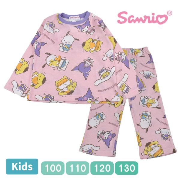 sanrio(サンリオ) 女の子 総柄 ポチャッコ シナモロール ポムポムプリン クロミ パジャマ 上下セット 長袖 薄手 子供 キッズ ルームウェア 部屋着 キャラクター