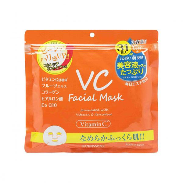 VC(ビタミンC) フェイシャルマスク 大容量 31枚入 日本製 【メール便 送料無料】 EVERYYOU 透明肌 フェイスパック シートマスク フェイスマスク 美容マスク