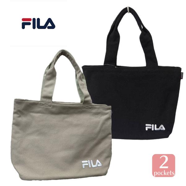 FILA フィラ トートバッグ トート バッグ 手提げ 普段使い 帆布 はんぷ カジュアル マザーズバッグ サブバッグ コットン  ロゴ 刺しゅう CT-1531 ブラ