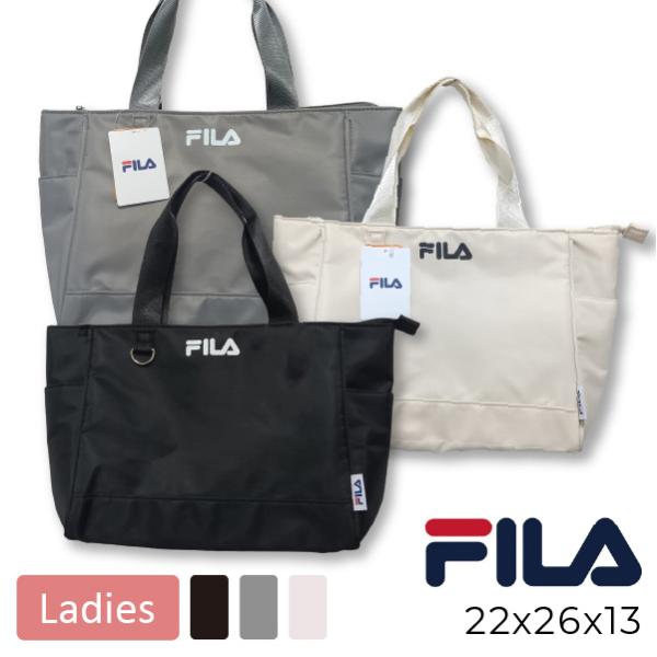 FILA(フィラ) 仕切りつき ミニトート バッグ 手提げかばん 普段使い コンパクト 小さめ レディース 軽量 黒 グレー アイボリー