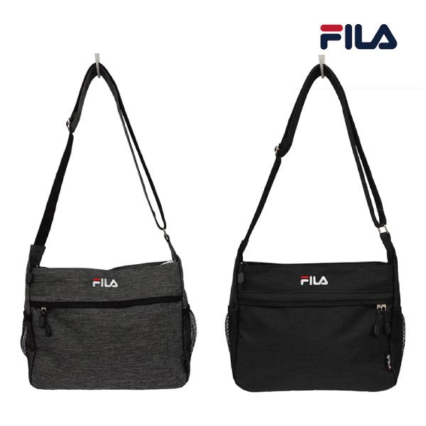 FILA ショルダーバッグ 軽量 収納 鞄 ユニセックス ブランド 刺しゅう　ロゴ シンプル ブラック グレー 男女兼用 通勤 通学　カジュアル おしゃれ 普段使い
