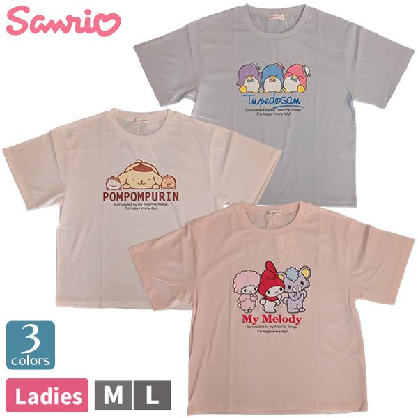 sanrio サンリオ 半袖 Tシャツ トップス M L レディース 婦人 タキシードサム マイメロディ ポムポムプリン サンリオキャラクターズ 【1点までメール便可】