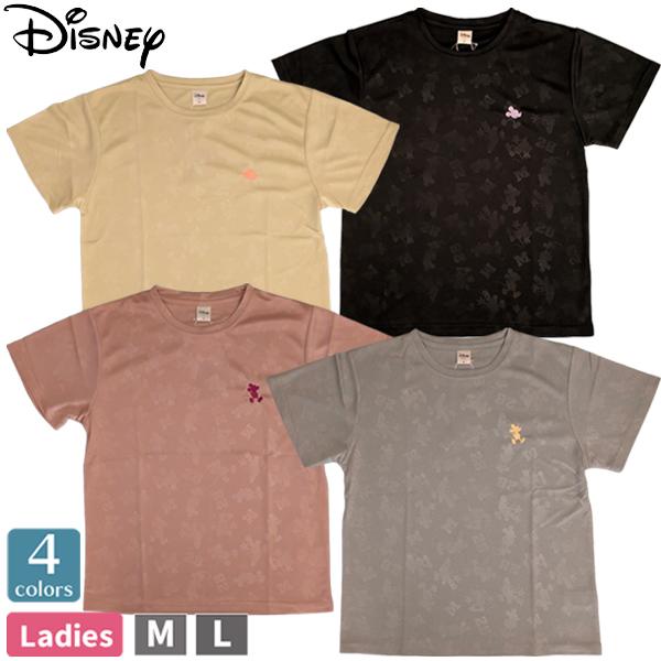 レディース 婦人 半袖 Tシャツ ミッキーマウス ディズニー 吸汗速乾 ドライ DRY スポーツ ウォーキング 総柄 M-L 6283-3616 ミッキー 【1点までメール便可】