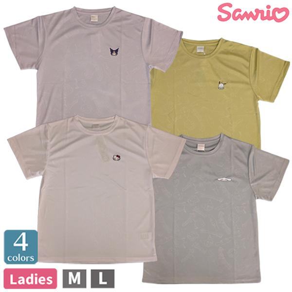レディース 婦人 半袖 Tシャツ サンリオ キティ クロミ ポチャッコ シナモン トップス 吸汗速乾 ドライ DRY スポーツ M-L 6283-3703 【1点までメール便可】