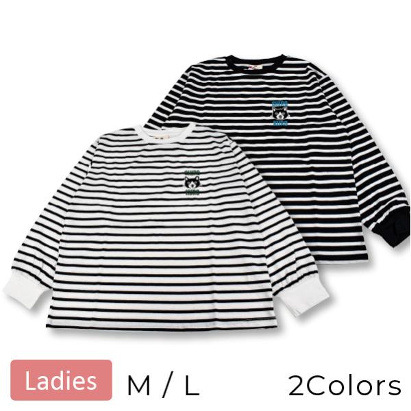 レディース Tシャツ 長袖 ロンT 1点までメール便可 ねこ 白黒さん