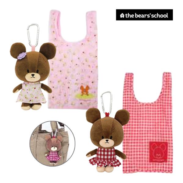 220066-73 くまのがっこう KG ぬいぐるみエコバッグ ギンガムチェック