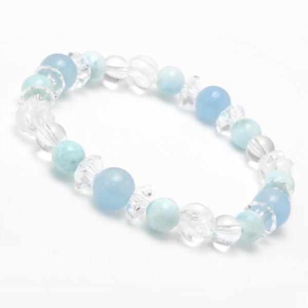 ラリマーブレスレット 水晶ブレスレット 夏の装いに映えるデザイン pascle_aqlabr01