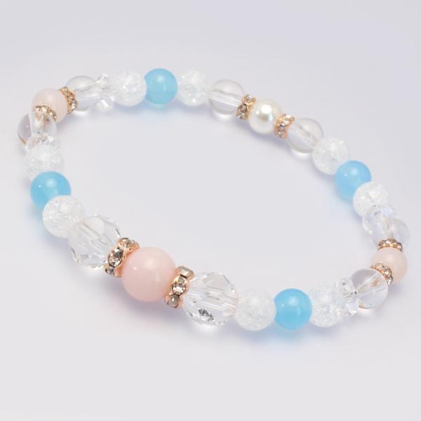 キューブカルセドニー＆ブルーカラーオパール　ブレスレット オパール インド産 ブレスレット 10.3mm 18.5cm メンズL