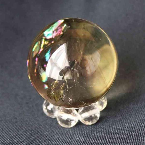 シトリン スフィア　天然石　丸玉　虹入り　黄水晶　アイリス シトリン アイリス クォーツ スフィア 34mm 丸玉 天然石 天然黄