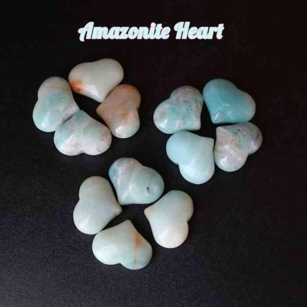 アマゾナイト 置物 握り石 1つ ミニ ハート サイズ：25mmｘ19mmｘ12mm1個※平均サイズとなります。〜握り石の使い方〜インテリアとしてお部屋に飾られるほか撫でたり、握ったりすることで心を落ち着けます鞄に入れて持ち歩くのもいいでし...