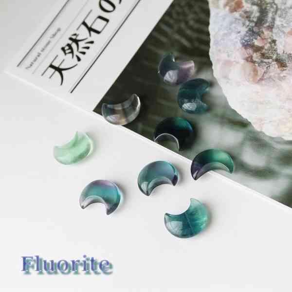 高品質 フローライト 月型タンブル 1個 Fluorite 浄化 インテリア 蛍石 