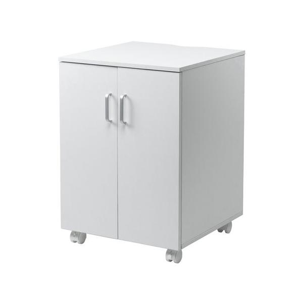 扉付きでスッキリ見える木製プリンタスタンド