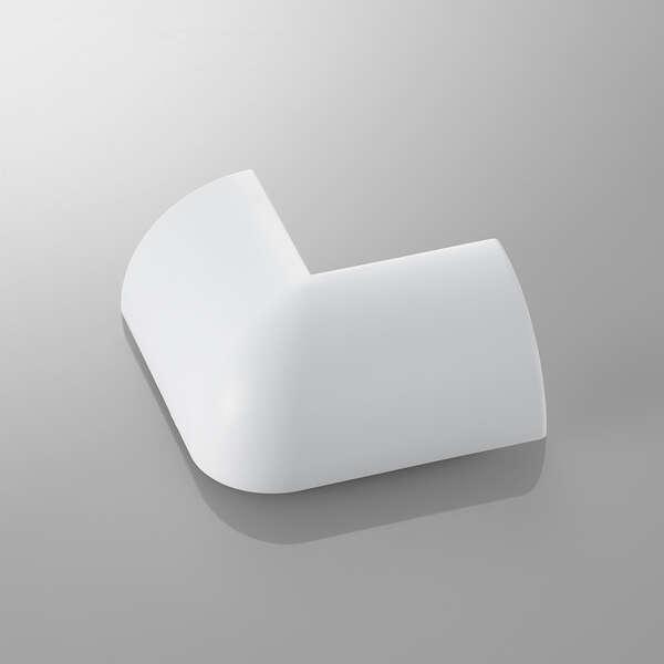 床や壁のコーナー(隅角)に配線するケーブルを保護し、すっきりと収納できるコーナーモール用(LD-GAFC1MWH用)のジョイントパーツ(出ズミ)。