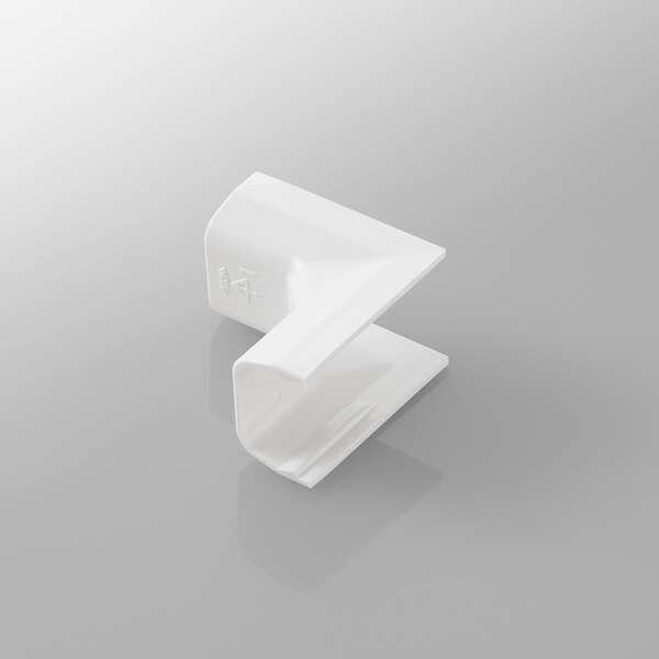 フラットモールの蓋の上からかぶせるだけ。配線の際のケーブルを保護し、すっきりと収納できるフラットモール(LD-GAF1MWH)用のジョイントパーツ(入ズミ)。