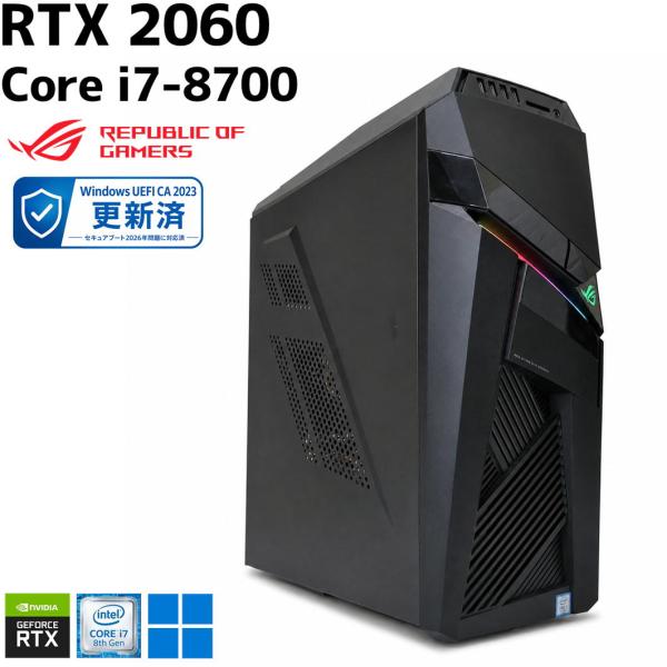 【中古ゲーミングPC】ASUS ROG / GeForce RTX 2060 / Core i7-8700 / 16GB / SSD 512GB + HDD 1TB / Windows11 / Wi-Fi