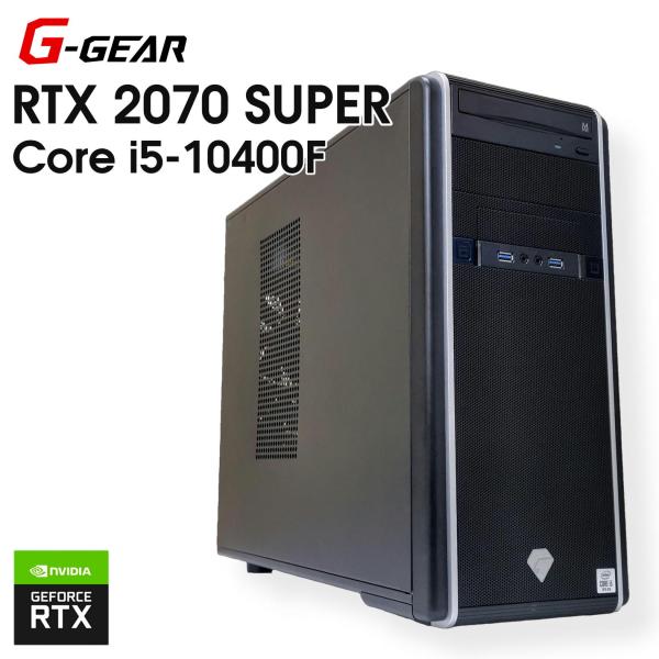 【中古ゲーミングPC】TSUKUMO G-GEAR / GeForce RTX 2070SUPER / Core i5-10400F / 16GB / NVMe SSD 512GB + HDD 500GB / Windows11