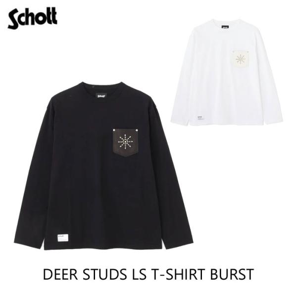 SALE！送料無料！Schott ショット DEER STUDS LS T-SHIRT BURST 7825130002 ディアスタッズ ロングスリーブ Tシャツ ブレスト 長袖 Men's メンズ ￥17,600
