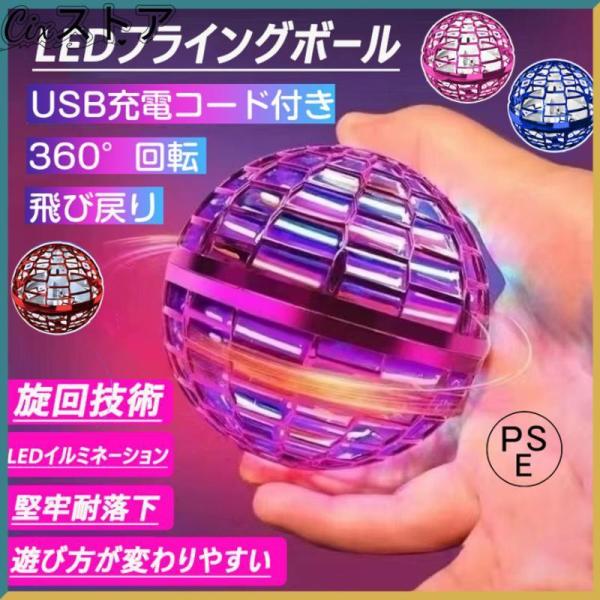商品名フライングボールカラーブルー、レッド、ピンクサイズH:95mm W:95mm　D:95mm重量27g材質ポリプロピレン樹脂電源USB充電式リチウムバッテリー充電時間約25連続作動時間約5?8分※フル充電時対象年齢6歳以上パッケージフラ...