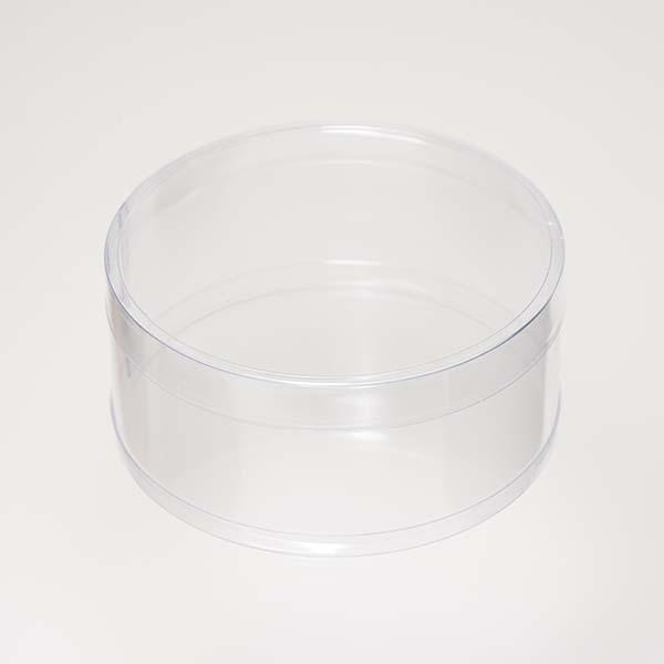 【LINE登録で10%OFFクーポン】PVC 円筒ケース (透明) φ100×H45mm 140個入 蓋付き  円柱型 クリアケース 箱 ギフト 透明 お菓子 ZAP007-140
