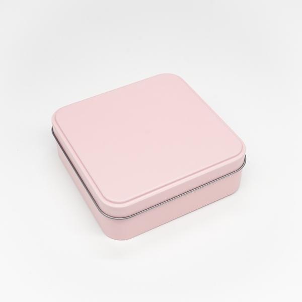 クッキー缶 おしゃれ ポップ缶 スクエア (サクラ) 122×122×H42mm 24個