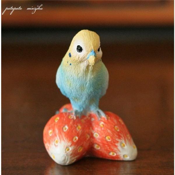 セキセイインコとイチゴ ダイカイ オブジェ インコとフルーツ セキセイインコとイチゴ ダイカイ オブジェ インコとフルーツ
