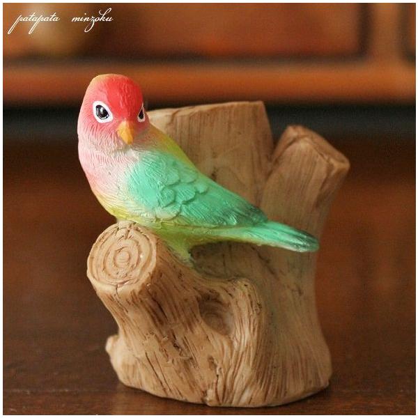 コザクラインコのマルチホルダー ダイカイ ペン立て 判子立て オブジェ