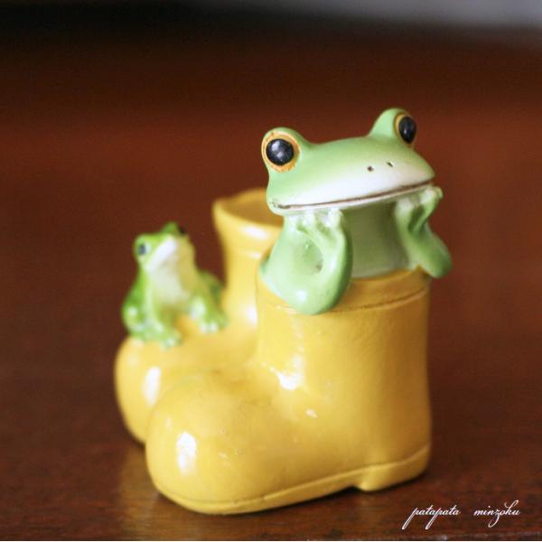 Copeau コポー 黄色の長靴とカエル 梅雨 置物 ダイカイ オブジェ