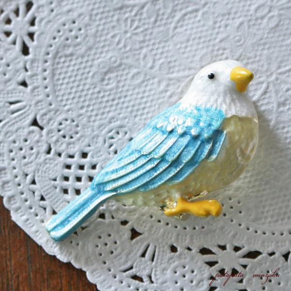 セキセイインコ ブローチ ブルー インコ 鳥 ディスプレイ オブジェ