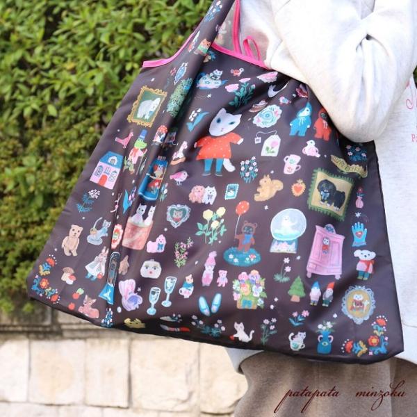 Yumi Kitagishi YK. デイリーバッグ  omiyage  /  お土産 エコバッグ 折りたたみ バッグ 北岸由美 ねこ 猫 ネコ