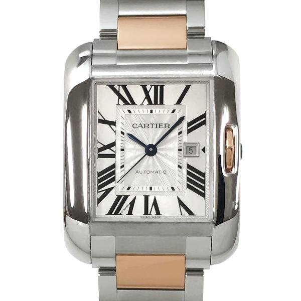 中古 カルティエ タンクアングレーズmm W 自動巻き Ss K18pg ピンクゴールド シルバー文字盤 メンズ レディース Cartier 108 0146 質かわむら 通販 Yahoo ショッピング