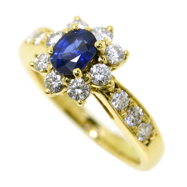 Queen [中古] クイーン 非加熱 ブルーサファイア リング 9号弱 K18YG 