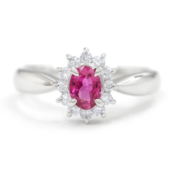中古] Pt850 天然 ルビー0.48ct ダイヤモンド0.20ct リング 11号  