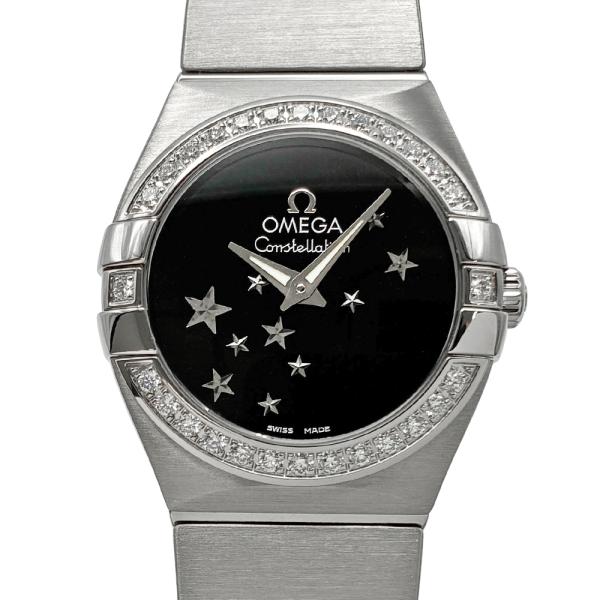 [中古] オメガ コンステレーション 123.15.24.60.01.001 クォーツ ステンレススチール ダイヤモンドベゼル ブラック 保証書付 24mm OMEGA