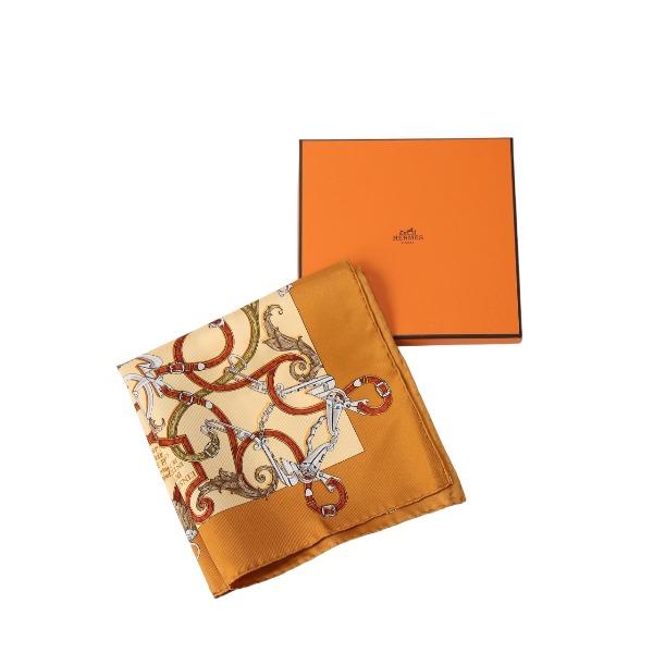 エルメス ハンカチ シルク カレ45 HERMES オレンジ レディース 新品 