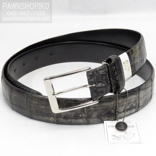 質イコー ノーブランド Crocodile クロコダイルレザー 直営ストア ベルト 35mm メタリックカラー 未使用 長尺 牛裏 切断可