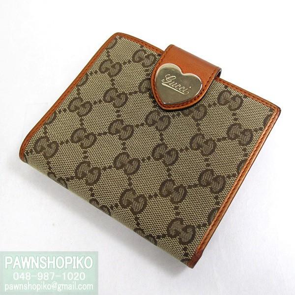 質イコー グッチ Gucci ハートロゴ Wホック 二つ折り財布 3549 中古難有