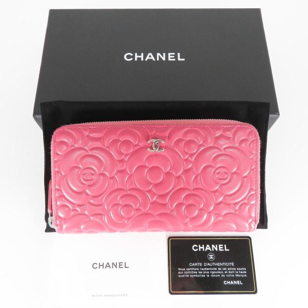 CHANEL 質イコー [シャネル] カメリア ラウンドファスナー 長