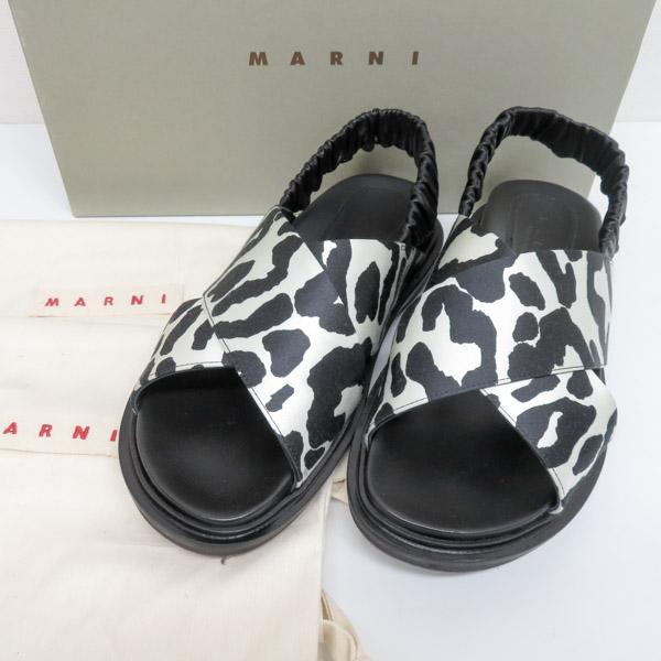 新品 MARNI レオパード サテン サンダル マルニ レディース 37 37新品 MARNI レディース レオパード サテン サンダル シューズ