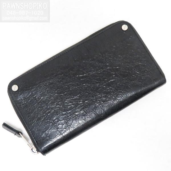 BALENCIAGA クラシック ラウンドファスナー スタッズ 黒 シワ加工 BALENCIAGA クラシック ラウンドファスナー スタッズ 黒 シワ