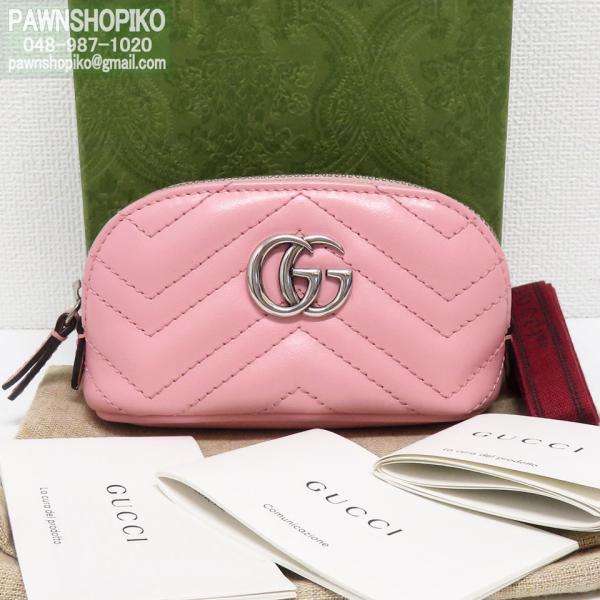 グッチ　GGマーモント　ブラウン　ナイロンポーチ　マルチ GUCCI お*ふ様