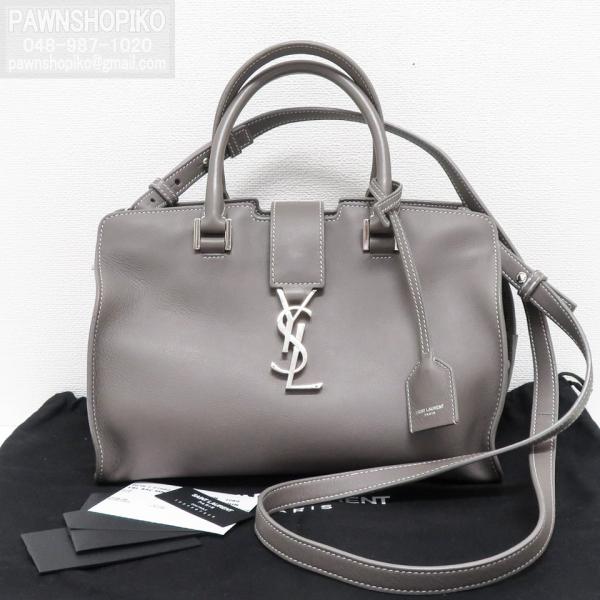 美品 サンローラン ベイビーカバス ハンドバッグ ショルダー 2way グレー ベイビーカバス 2WAY グレー LTH424868 レザー SAINT LAURENT