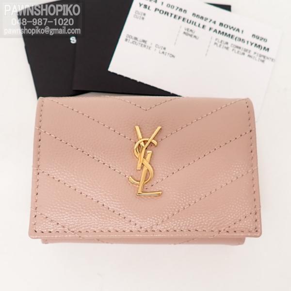 ✨極美品　現行✨サンローラン　三つ折り　カサンドラ　タイニー　オリガミ　シボ革 サンローラン三つ折り財布タイニーウォレットカサンドラブラック