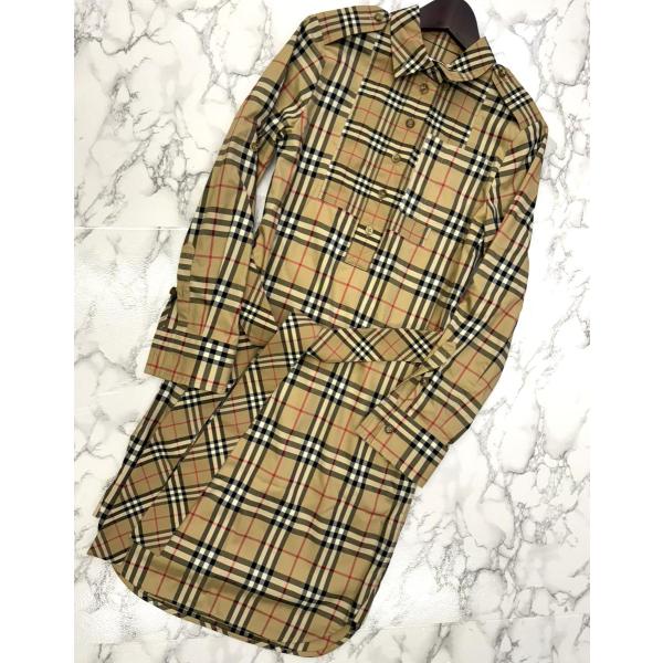 中古】 BURBERRY （バーバリー）ベルト付き ノバチェック ワンピース