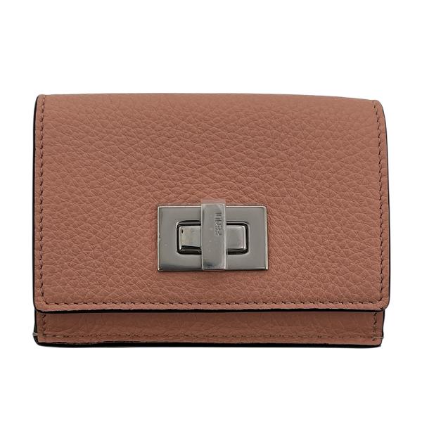 未使用品▼FENDI フェンディ 8M0426 セレリア レザー コンパクトウォレット 三つ折り財布 ピンク グレージュ ゴールド金具 イタリア製 レディース 楽天市場】フェンディ FENDI 財布 三つ折り財布 ミニ財布 ピーカブー