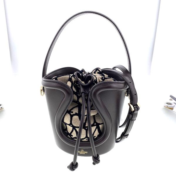 【再値下げ】 VALENTINO ヴァレンティノ トワル イコノグラフ バケットバッグ ショルダーバッグ ブラウン ベージュ レディース 中古