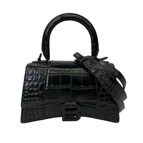 BALENCIAGA ボストンバッグ クロコ型押し BALENCIAGA（バレンシアガ） アワーグラス XS クロコ型押し ショルダー