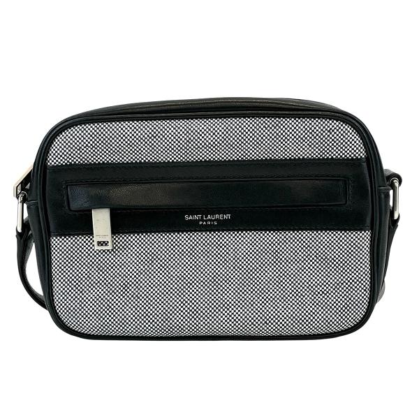 SAINT LAURENT PARIS サンローランパリ カメラバッグ キャンプ スモール ショルダーバッグ 647179 キャンバス レザー ブラック ホワイト  レディース【中古】 SAINT LAURENT PARIS サンローランパリ カメラバッグ キャンプ