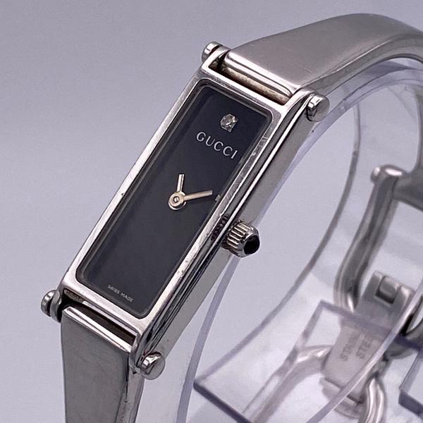 美品【1500L】GUCCI ‘グッチ 時計 1Pダイヤモンド シルバー GUCCI（グッチ） クォーツ 1Pダイヤ SILVER Black 腕時計 1500L