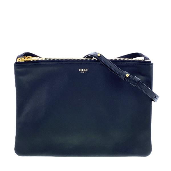 CELINE セリーヌ ラージトリオ ショルダーバッグ ショルダーバッグ 171453 レザー ブラック  レディース【中古】 CELINE（セリーヌ） ラージトリオ ショルダーバッグ ショルダーバッグ